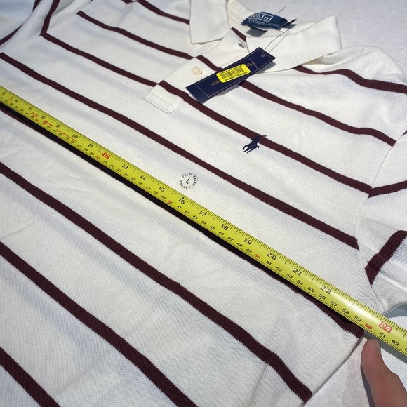 New Polo Ralph Lauren Classic-Fit Soft Cotton Polo cream/ brown stripes Size L⭐️ - Picture 9 of 16
